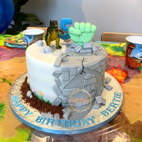 Cake of Two Halves - Dino and Hulk Theme