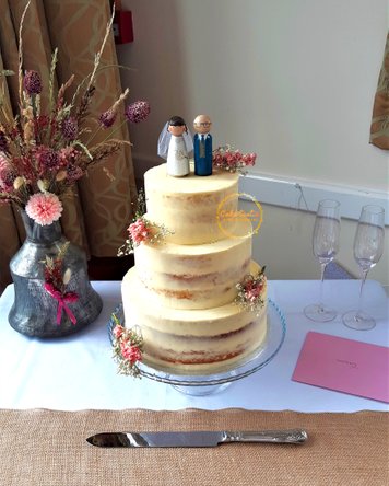 Semi-Naked Wedding Cake | Rustic Wedding Cake | Worcestershire Wedding | Three Tier Wedding Cake | Unfussy Wedding Cake | Wedding Cakes with Models