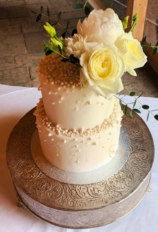 Fondant Wedding Cake | Two Tier Wedding Cake| Elegant Wedding Cake | All White Wedding Cake | Modern Wedding Cake